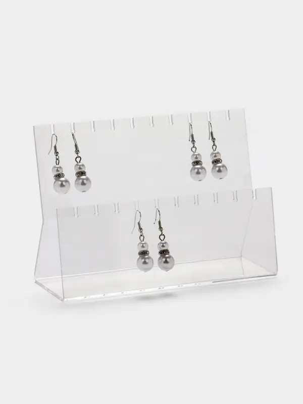 Подставка под серёжки на 10 пар, 2 ряда, 16&times;6.5&times;11, оргстекло 2 мм