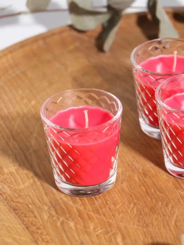 Ароматическая свеча в стакане, набор 3 шт., по 50 мл, 10 ч, 32 г, земляника