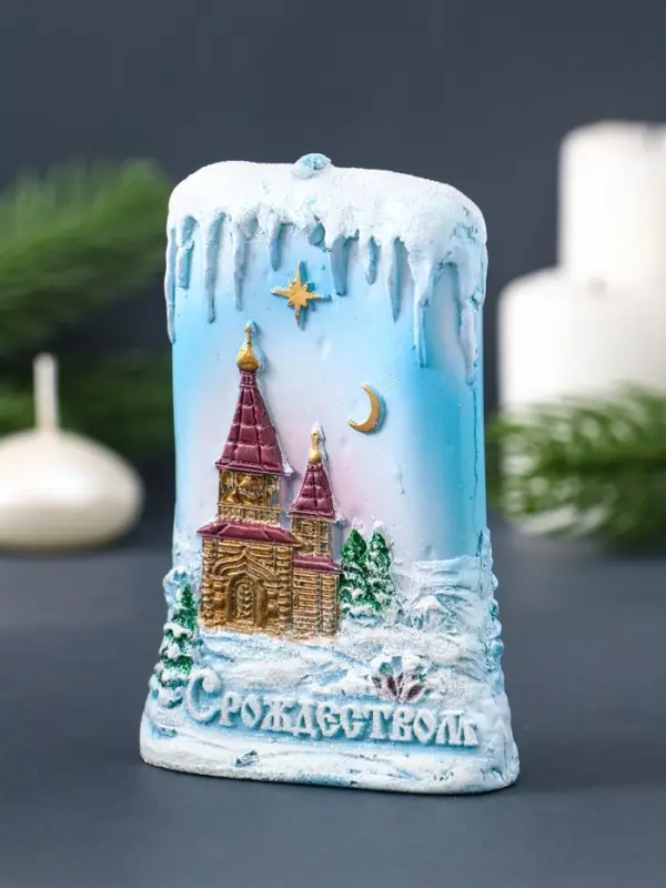 Свеча фигурная "Ледяная" 7х3,5х10,5 см, цв. голубой