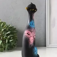 Фигура керамика &laquo;Кошка Итальянка&raquo;, бабочки, 21 см, чёрный