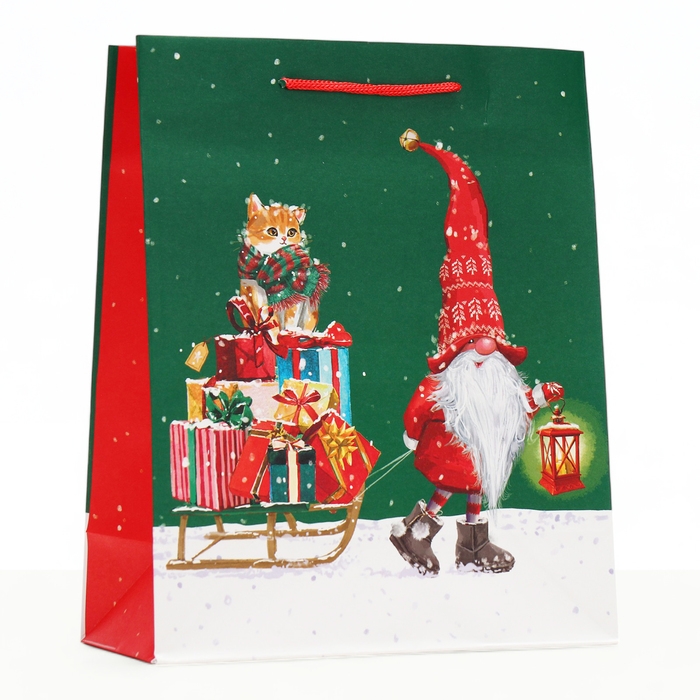 Новый год. Пакет подарочный Новый год. Пакет подарочный "Подарки на санях", 26 х 32 х 12 см.