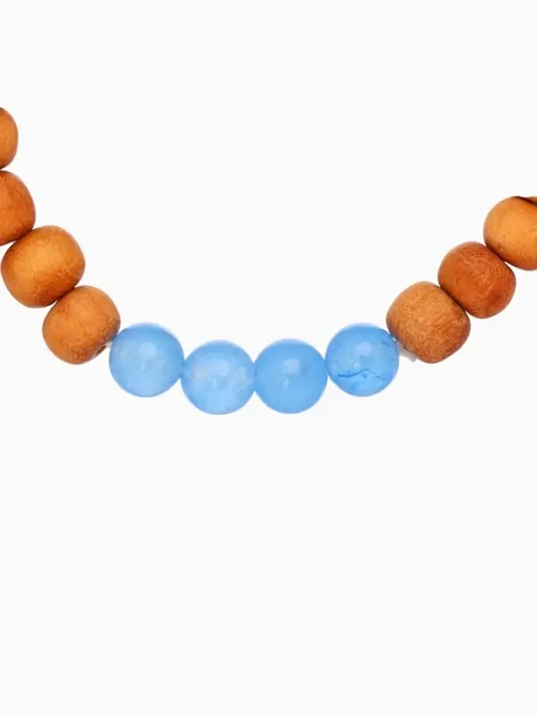 Браслет из сандалового дерева с агатом, длина 18 см, цв. синий Браслет из сандалового дерева с агатом, длина 18 см, цв. синий