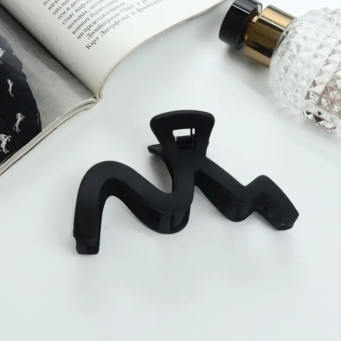 Крабик для волос &laquo;Волна матовый&raquo;, 10 см, чёрный