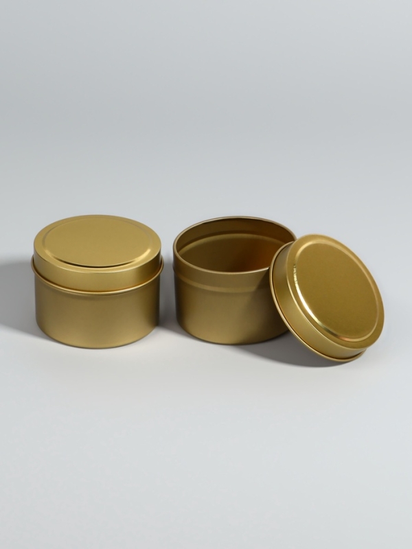 Баночка для хранения, 120 мл, набор - 2 шт., металлическая, цвет золотистый Баночка для хранения, 120 мл, набор - 2 шт., металлическая, цвет золотистый