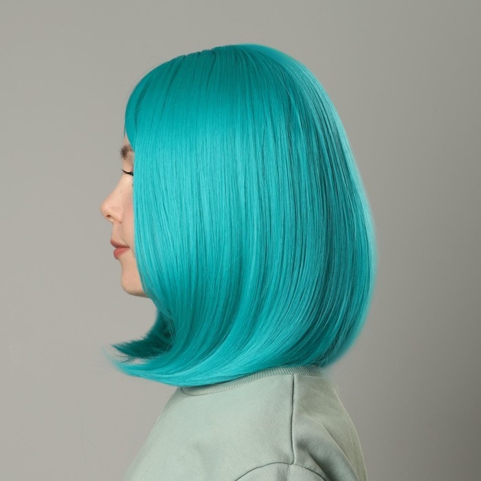 Парик искусственный, с чёлкой, имитация кожи, 30 см, цвет бирюзовый(#SHT127) Парик искусственный, с чёлкой, имитация кожи, 30 см, цвет бирюзовый(#SHT127)