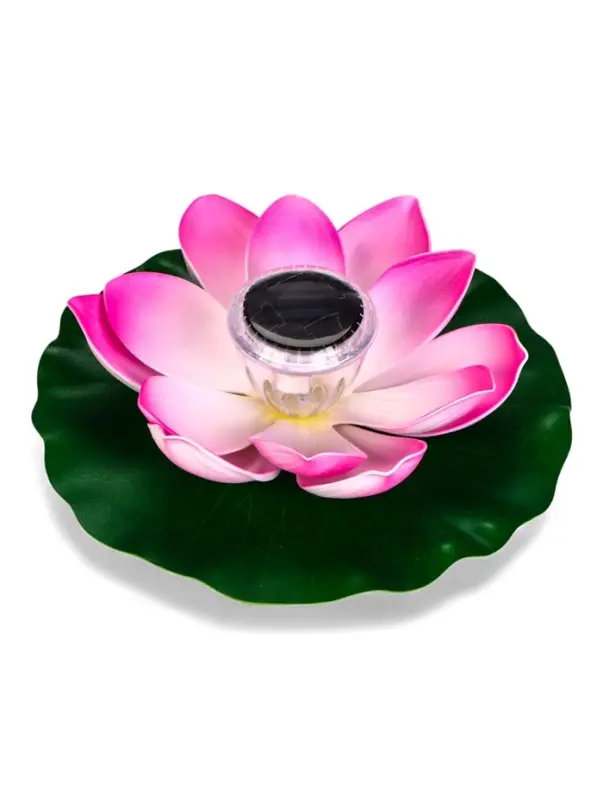 Садовый светильник для водоемов 28 х 28 х 9 см на солнечной бат-е Садовый светильник для водоемов 28 х 28 х 9 см на солнечной бат-е "Лотос" лиловый N009