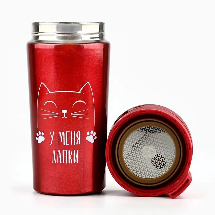 Термокружка с кнопкой &laquo;У меня лапки&raquo;, 350 мл, сохраняет тепло 6 ч
