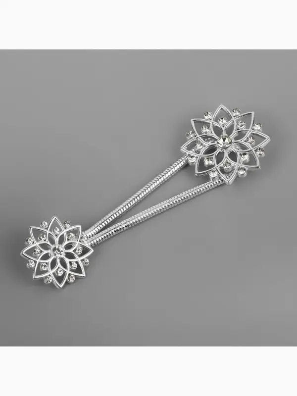 Декоративная застёжка, d = 2,4/3.1 см, цвет серебряный