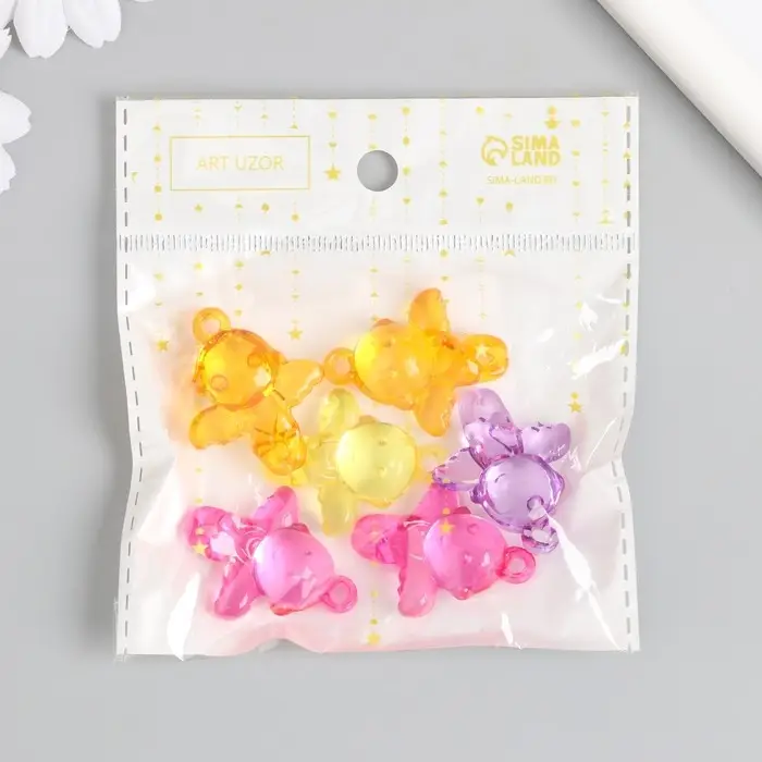 Декор для творчества пластик "Малыш-ангел" прозрачный цветной набор 20 гр 1,2х2,8х3,5 см