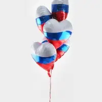 Воздушные шары фольгированные 18" &laquo;Сердце Триколор&raquo;, набор 5 штук
