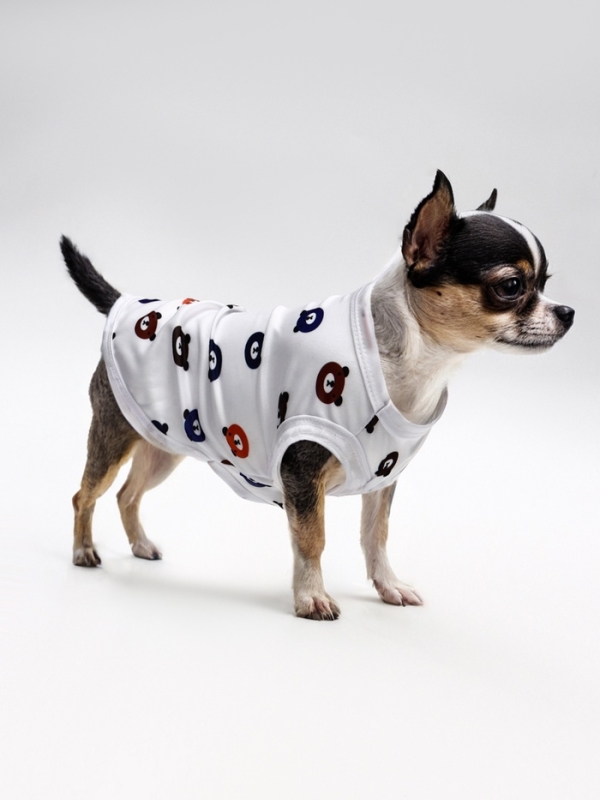 Футболка для животных  Футболка для животных "Мишка",S (С 25, ОГ 38 см) , белая