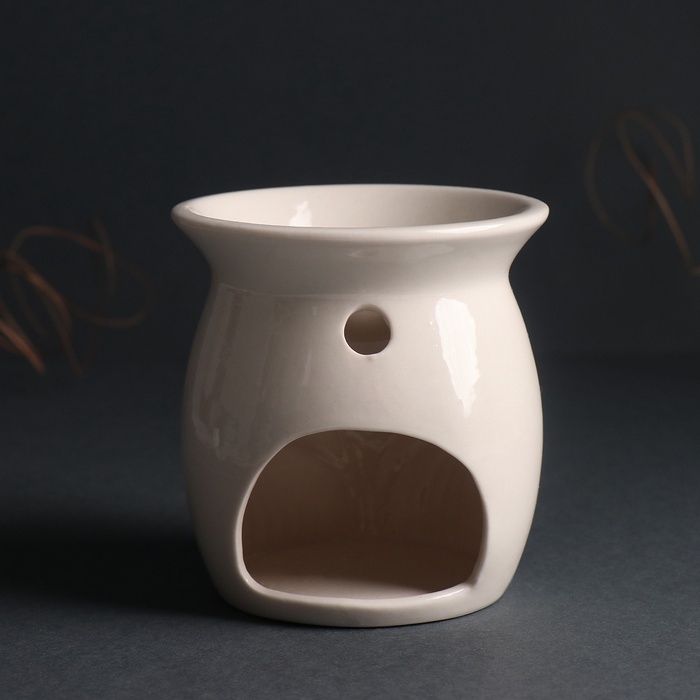 Аромалампа керамика  Аромалампа керамика "Линии из листвы" белый 8,9х8,9х9,3 см