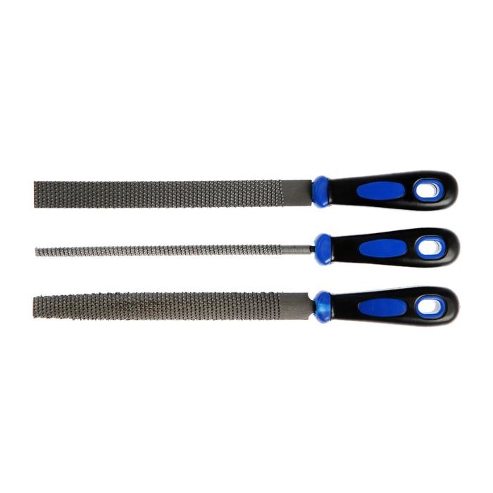 Набор рашпилей ТУНДРА, сталь У10, пластиковые рукоятки, 200 мм, 3 шт. Набор рашпилей ТУНДРА, сталь У10, пластиковые рукоятки, 200 мм, 3 шт.