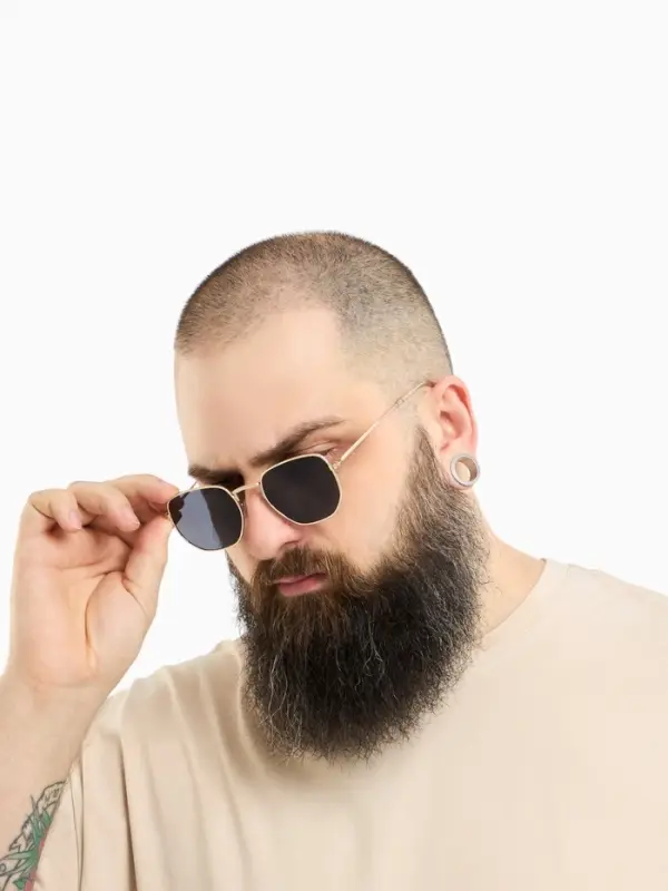 Очки солнцезащитные &laquo;OneSun. Круглые&raquo;, uv 400, линза 4.5&times;5.5 см, цвет золотой, чёрный