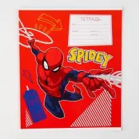 Тетрадь в клетку 12 листов, 5 видов МИКС, обложка мелованный картон, &laquo;Человек-паук&raquo;