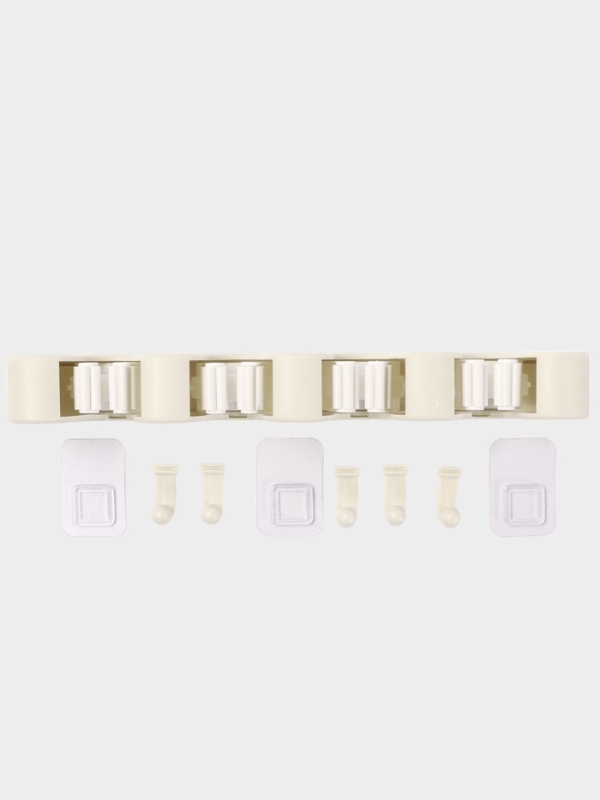 Держатель для швабр настенный самоклеящийся, 4 отделения, 33х6х6 Держатель для швабр настенный самоклеящийся, 4 отделения, 33х6х6