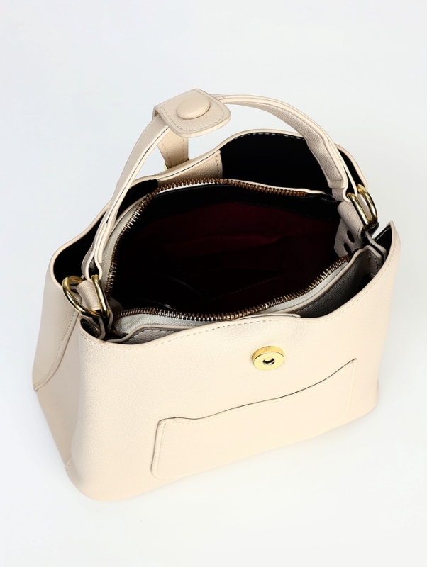 Сумка женская тоут на молнии, цвет молочный