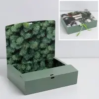 Коробка подарочная новогодняя складная двухсторонняя &laquo;Зимний лес&raquo;, 31&times;24.5&times;8 см, Новый год