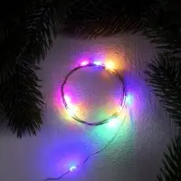 Гирлянда &laquo;Нить&raquo; 1 м роса, IP20, серебристая нить, 10 LED, 3 режима, батарейки AG13&times;3 (в комплекте), свечение мульти
