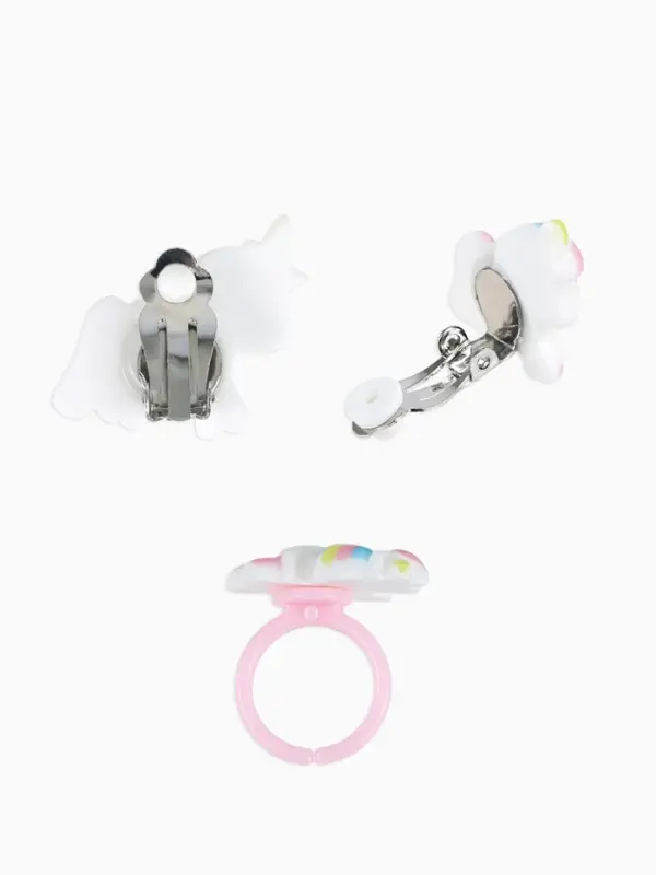 Набор детский &laquo;Выбражулька. Единорог&raquo;, 3 предмета: клипсы, браслет d=5 см, кольцо, цветной