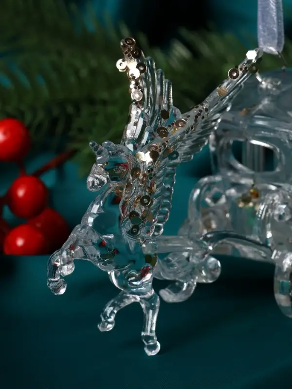 Украшение ёлочное "Праздник" карета, 7х14 см, прозрачный