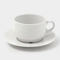 Чайная пара Дулевский фарфор &laquo;Белая&raquo;, чашка 250 мл, блюдце d=14.8 см, штабелируемая
