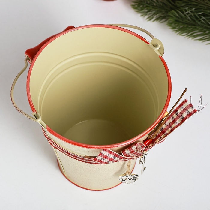 Кашпо Кашпо "Ведерко Рустад" бежевое, 12х12х13см