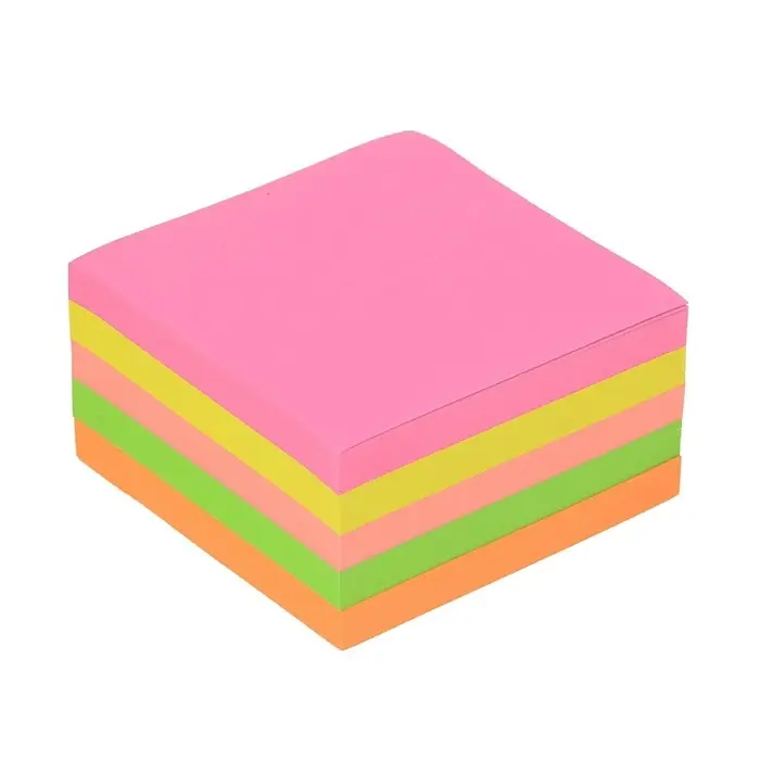 Блок с липким краем, 76&times;76 мм, 400 листов, флуоресцентные, 5 цветов, МИКС