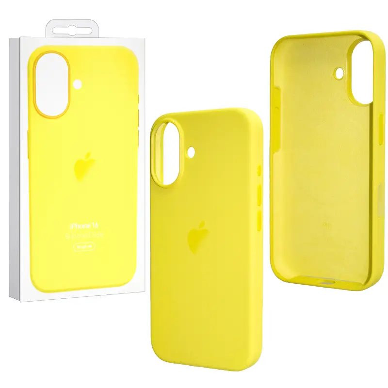 Чехол iPh 16 Silicon Case 100% ORG (MagSafe + анимация NFC Clear) c LOGO Warm Yellow