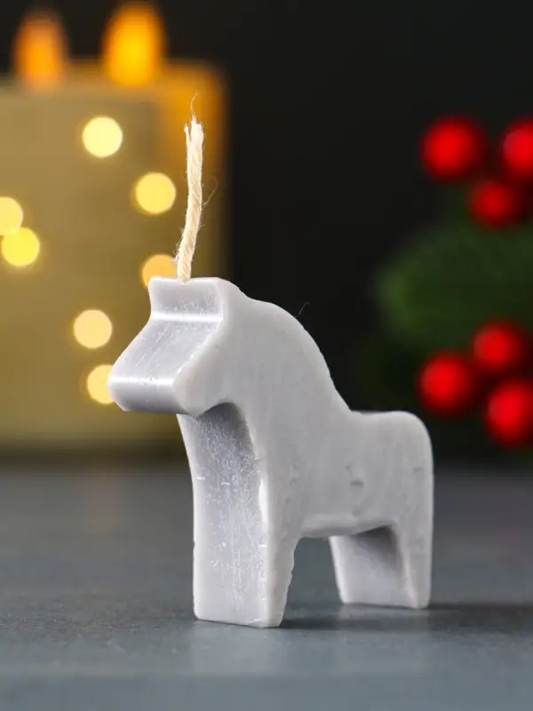 Свеча новогодняя "Лошадка мини" 55х50 мм, серый