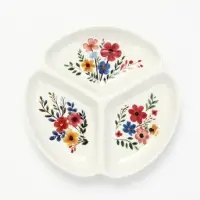 Менажница &laquo;Цветочная поляна&raquo;, 19 см, 3 ячейки, керамическая