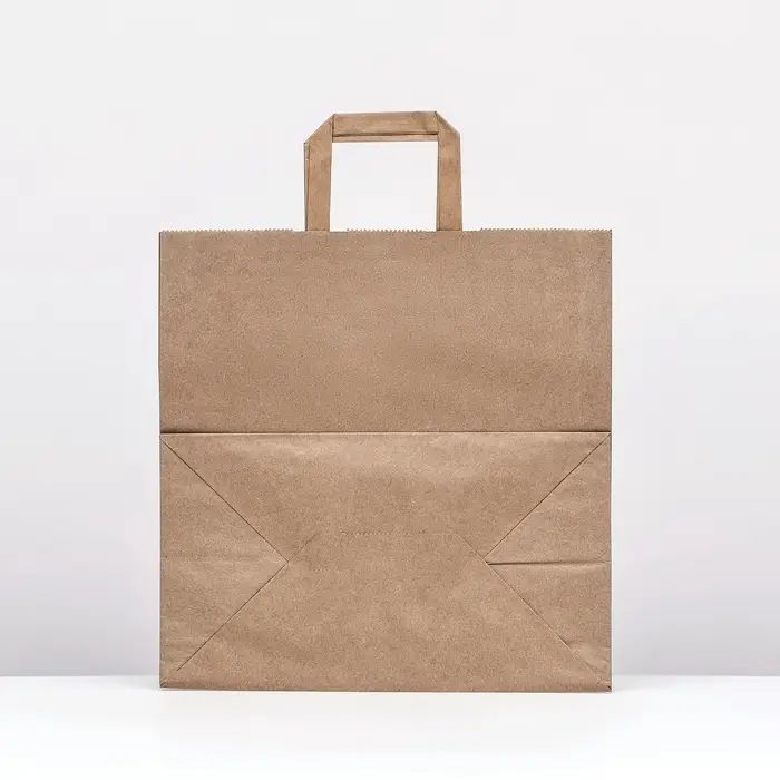 Пакет бумажный крафт, плоская ручка 32&times;18&times;32 см, 90 г/м&sup2;