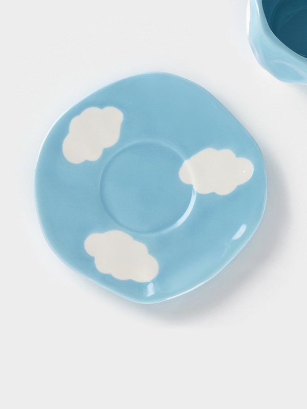 Чайная пара Доляна «Облако», чашка 220 мл, блюдце d=16 см, ручная роспись, керамика, голубая Чайная пара Доляна «Облако», чашка 220 мл, блюдце d=16 см, ручная роспись, керамика, голубая