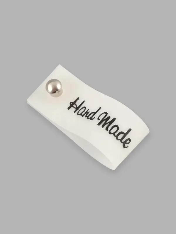 Бирка с кнопкой Hand made, 8&times;1.5 см, 10 шт., белая, чёрная