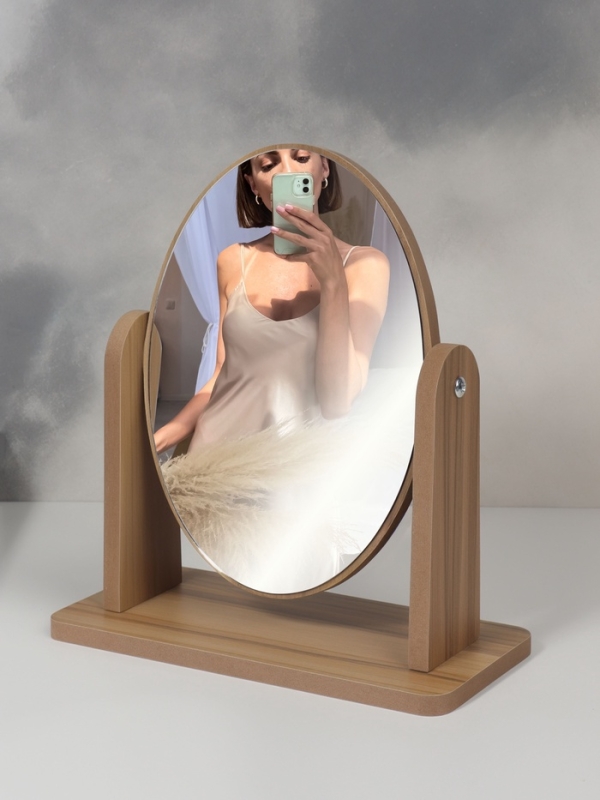 Зеркало настольное овал (1) б/увел ЭКО 12*17/17,5*19см дерево пакет QF Зеркало настольное овал (1) б/увел ЭКО 12*17/17,5*19см дерево пакет QF