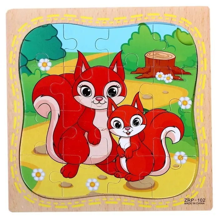 Пазлы «Бельчонок и мама», в рамке, 16 элементов, 15×15 см Пазлы «Бельчонок и мама», в рамке, 16 элементов, 15×15 см