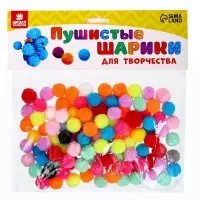 Текстильные детали для декора &laquo;Бомбошки&raquo;, набор 100 шт., размер 1 шт. &mdash; 1.2 см, цвет МИКС