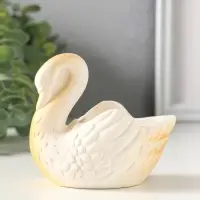 Подставка для мелочей &laquo;Лебедь&raquo;, 9&times;10&times;7 см, белая с позолотой