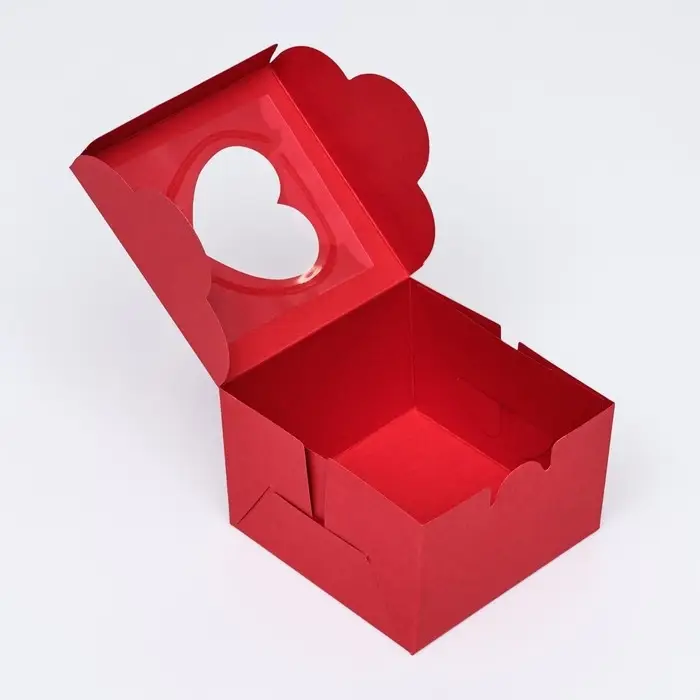 Коробка сборная, красная, 10&times;10&times;6.5 см