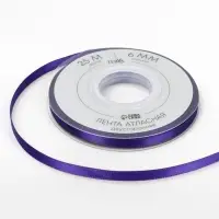 Лента атласная TEIRA, двухсторонняя, 6 мм, 25&plusmn;1 м, фиолетовая №0470