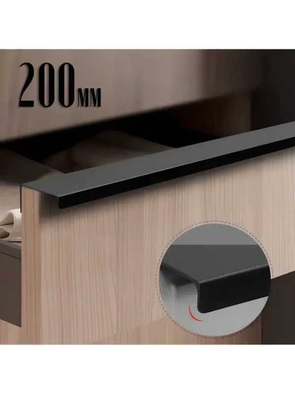 Ручка профильная мебельная торцевая CAPPIO RT001BL, L=200 мм, м/о 160 мм, чёрная