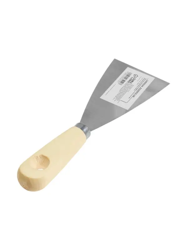 Шпатель малярный ТУНДРА, металлический, деревянная рукоятка, 60 мм