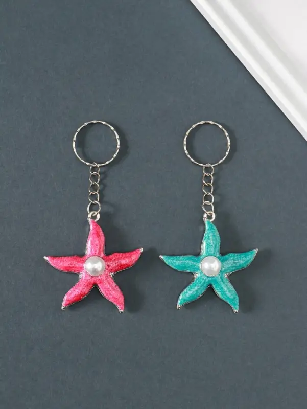 Брелок металл "Морская звезда с жемчужиной" золото, эмаль МИКС 5,5х5,1х1,5 см