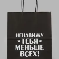 Пакет подарочный &laquo;Ненавижу тебя меньше всех&raquo;, 24&times;14&times;28 см, крафт