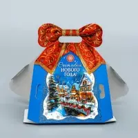 Коробка подарочная новогодняя «Пакет с бантом» 18×12×27.7 см