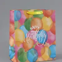 Пакет подарочный крафтовый, упаковка, &laquo;Happy birthday&raquo;, ML 27&times;23&times;11.5 см