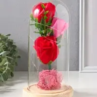 Фигурка световая колба RISALUX &laquo;Три розы&raquo;, LED - ночник, от батареек, 3&times;ААА 11&times;11&times;21.5 см