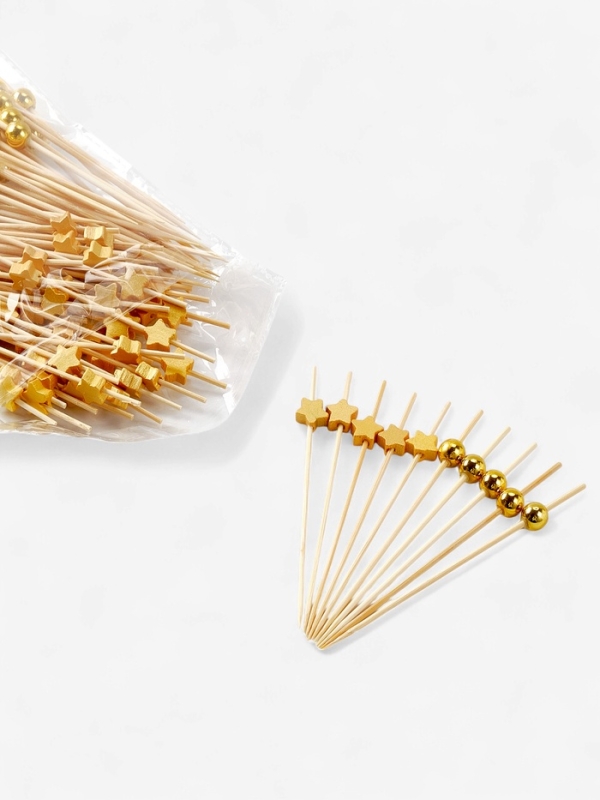 Шпажки для канапе «Звезды и Бусины» бамбук, цвет золото, 100 шт. Шпажки для канапе «Звезды и Бусины» бамбук, цвет золото, 100 шт.