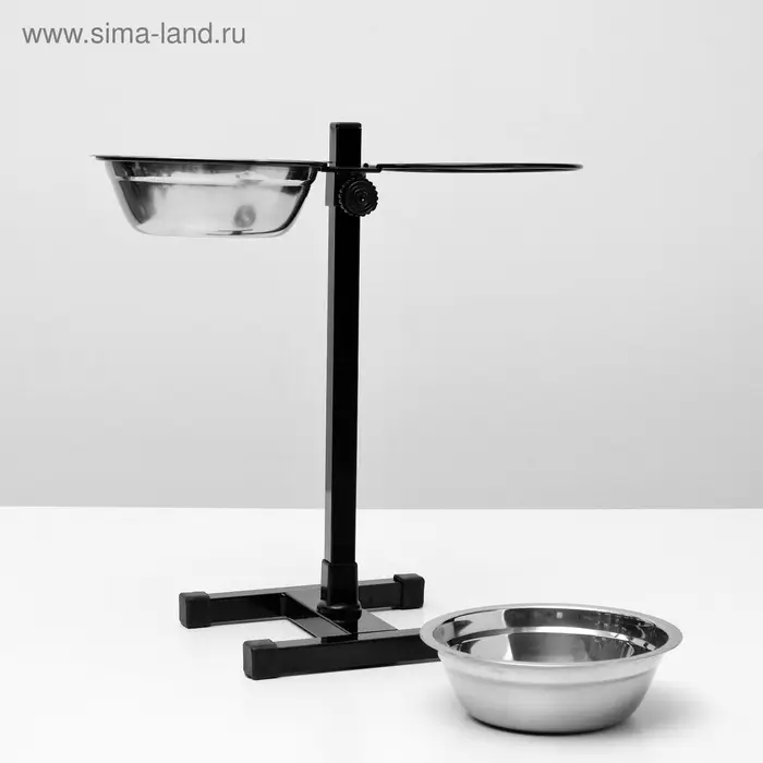 Подставка с мисками, 2&times;700 мл, высота 40 см, разборная, чёрная