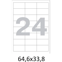 Этикетки самоклеящиеся кауч.к.64,6х33,8 24шт/л А4(100л/уп)